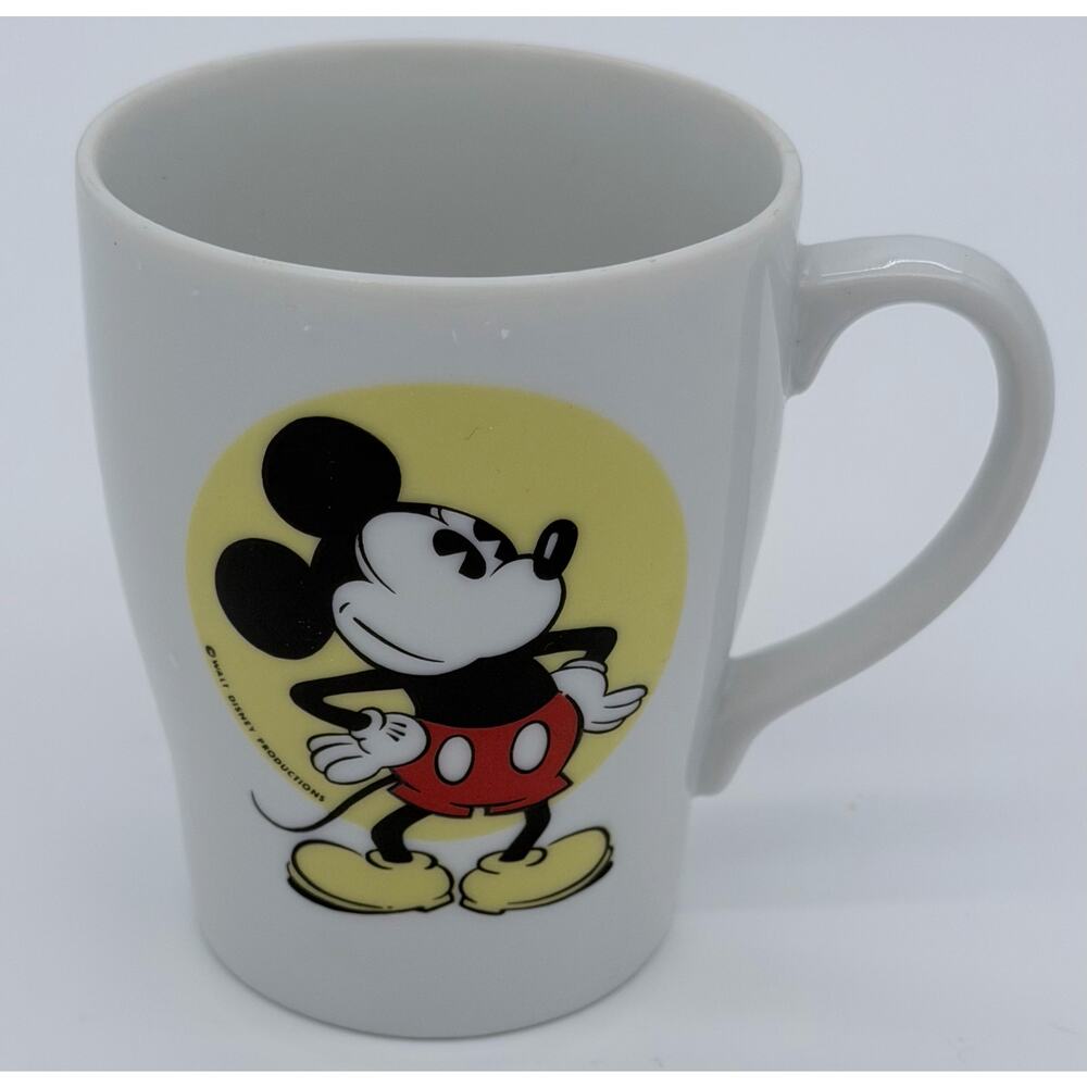 Vintage Mickey Mouse Coffee Mug Walt Disney Productions Japan White Ceramic 9oz